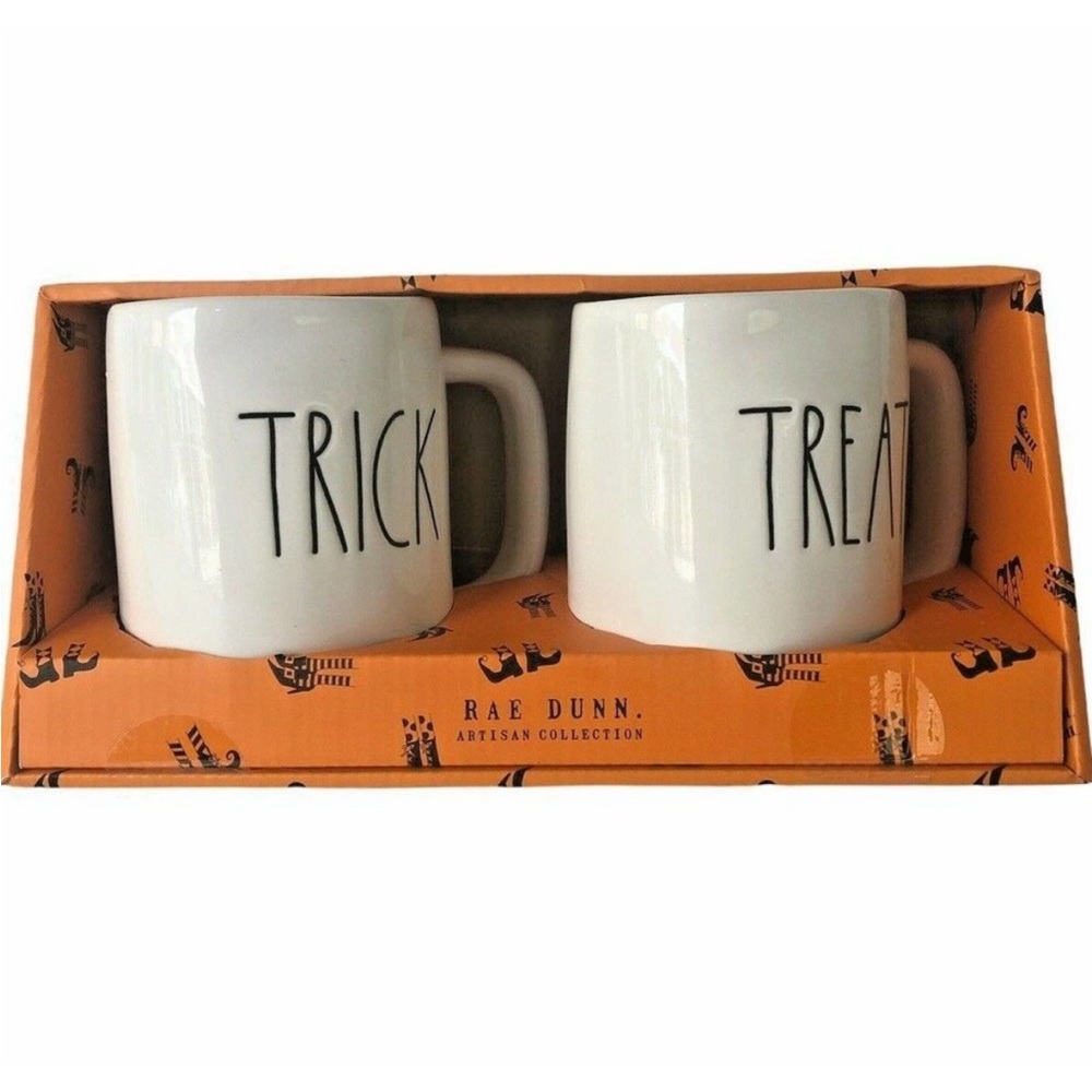 🆕🎃 ‘Trick’ and ‘Treat’ Mug Duo - Rae Dunn - Discontinued and RARE! Halloween - Picture 5 of 6